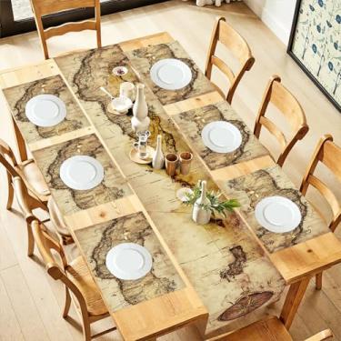Imagem de Conjunto de 6 corredores de mesa e jogos americanos vintage de 33 x 182 cm com jogo americano de 30 cm x 45 cm, conjunto de mesa de jantar estilo antigo para fãs de história, cozinha ou decoração de