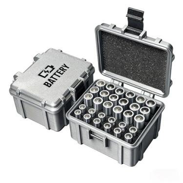 Imagem de SWHC Estojo de armazenamento de bateria para 12 pilhas AA e 18 AAA, impressão 3D PETG capa rígida impermeável, suporte organizador de pilhas, suporte de armazenamento de pilhas alcalinas para uso