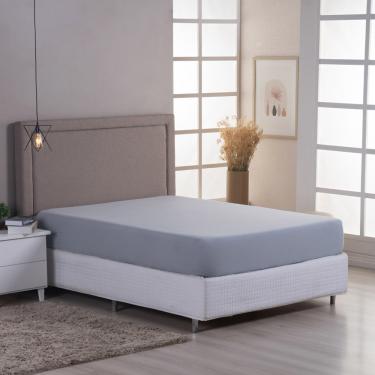 Imagem de Lençol de Baixo Minimal Queen Avulso Com Elástico 01 Peça Malha 100% Algodão - Cinza