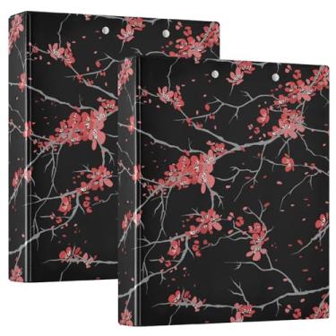 Imagem de ALAZA Fichário de 3 anéis floral flor de cerejeira Sakura 3 anéis 3 anéis com prancheta e 3 bolsos, comporta 200 folhas, 1 peça, E01W24021