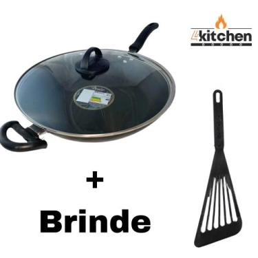 Imagem de Panela Frigideira Wok Antiaderente Teflon Preto n30 + Brinde Cor:Preto