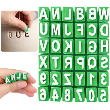 Imagem de Carimbos de alfabeto para cerâmica de argila - ferramentas de argila de polímero e letras maiúsculas - letras maiúsculas e números, impressão pequena, fondant, gravador, faça você mesmo