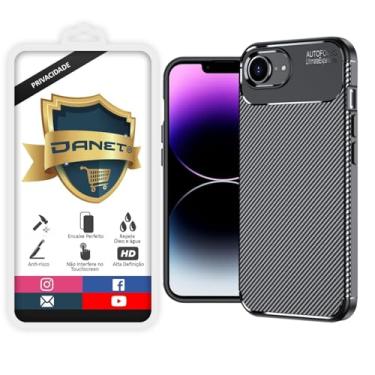 Imagem de Capa Capinha Fibra De Carbono Para iPhone 16e Case Anti Impacto Fosca (preto, iPhone 16e, Kit com Película Privativa)