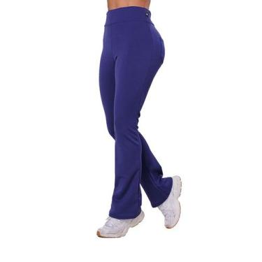 Imagem de Calça Flare Bailarina Neoprene Feminina Com Bolso Cintura/Alta, Marinh