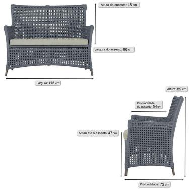 Imagem de Jogo Sofá 4 Poltronas E Mesa Igapó Marrom E3 Trama Original Prata