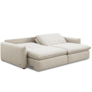 Imagem de Sofá Cama Retrátil 3 Lugares Para Sala De Estar 190cm Asher T03 Veludo Bege - Lyam Decor