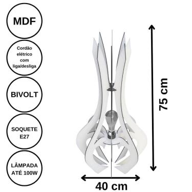 Imagem de Luminária De Chão Mdf Holambra Branco - 75x40cm