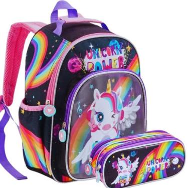 Imagem de Mochila Infantil Escolar Unicórnio Pop Star Com Estojo - Denlex