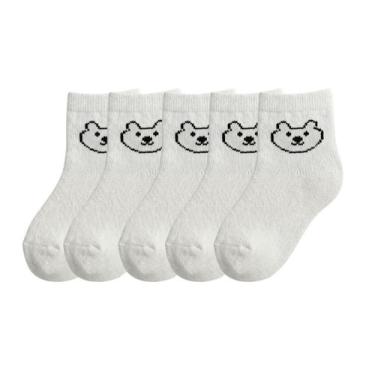 Imagem de Kit 5 Pares Meias Infantis Baby Bear Urso Meninos Meninas Algodão Conf