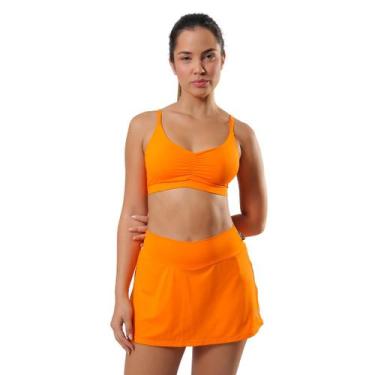 Imagem de Saia Short e Top Fitness Feminino Labrun, M, Laranja