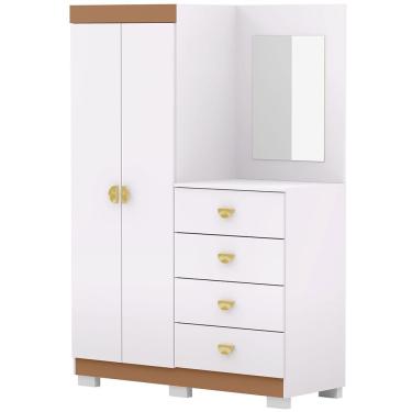 Imagem de Cômoda Para Quarto Com Espelho 2 Portas 4 Gavetas 120cm Tulsa V01 Branco Camarim - Lyam Decor