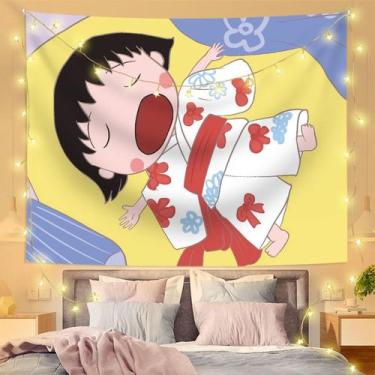 Imagem de Tapeçaria de parede Chibis Marukos chans Aesthetic 150x130cm - yiweisa