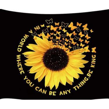 Imagem de Tapeçaria, girassol, parede, microtecido, 148x130cm, estética de quart