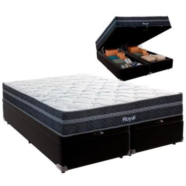 Imagem de Cama Baú King e Colchão Royal Molas Ensacadas Colchobel Preto