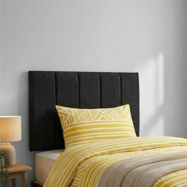 Imagem de Kit 5 Cabeceira Estofada Autocolante Preta Cama de Solteiro 1M Decorat