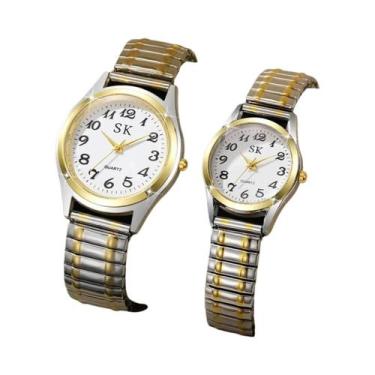 Imagem de Relógios De Pulso Casuais Unissex Com Pulseira Elástica - Pacote Com 2