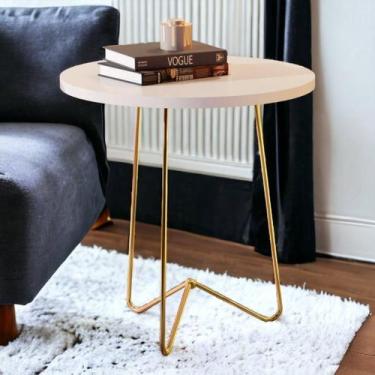 Imagem de Mesa de Apoio JB 8004 Pérola e Dourado Bechara - JB Móveis