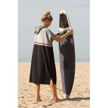 Imagem de Roupão Poncho Surf Atoalhado - Feminino - Conforto E Carinho, Mescla c