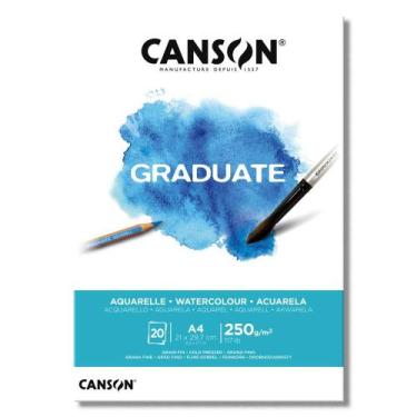 Imagem de Bloco Papel Aquarela A4 Canson Graduate 250g 20 Folhas