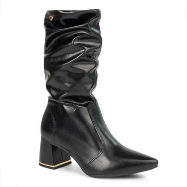 Imagem de Bota Feminina Dakota Cano Longo Salto Alto Conforto D2753, 37 BR, Pret