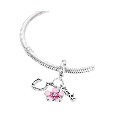 Imagem de Pulseira Feminina Banhada a Prata 925 Com Berloques De Girassol E Cere