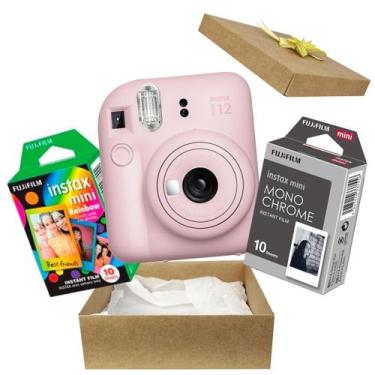 Imagem de Kit Presente Câmera Instax Mini 12 com Filme Preto Branco + Filme Rain