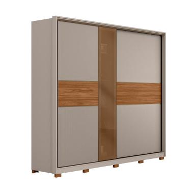 Imagem de Guarda Roupa Casal Authentic D26210pe 2 Portas Nogueira Nude Prime Tx Com Pés - Demartêz