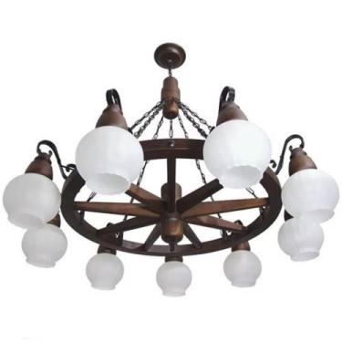 Imagem de Lustre Muller Roda Carroça 9 Lâmpadas Envelhecido 609e - LUMINÁRIAS MÜ