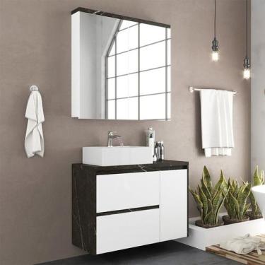 Imagem de Gabinete de Banheiro 90cm com Cuba e Espelheira - Cewal