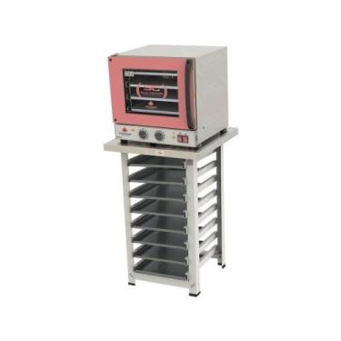 Imagem de Kit - Forno Turbo Elétrico Fast Oven Prp-004 127v Rosa + Bancada Mes-0