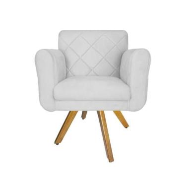 Imagem de Poltrona Decorativa Com Base Giratória De Madeira Recepção Isabella Co