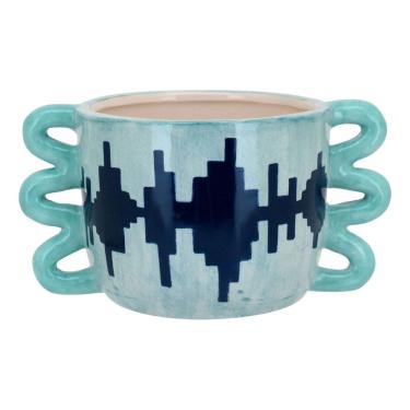 Imagem de CACHEPÔ VASO DECORATIVO PLANTA CERÂMICA 10x19x19cm VERDE