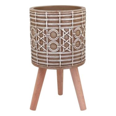 Imagem de CACHEPÔ RESINA VASO DECORATIVO ENFEITE PLANTA 54x30x30cm BEGE