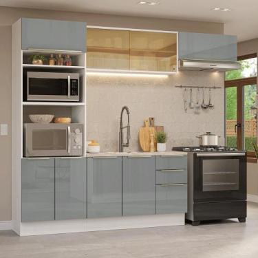 Imagem de Armário de Cozinha Completa 270 cm Branco/Cinza Lux Madesa 07, Branco/