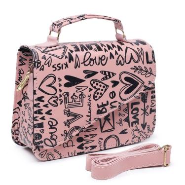 Imagem de Bolsa Feminina Pequena OEM Lolita Clutch em Couro Ecológico 14x17x6cm Rosê Love
