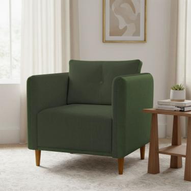 Imagem de Poltrona Decorativa Para Sala Recepção Consultório Aviv Luxo Corino e Linho