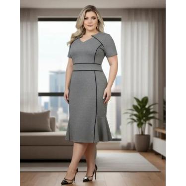 Imagem de Vestido Midi Plus Size Viés Moda Evangélica Feminina - Miss FLOWER, Ci