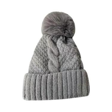 Imagem de Gorro Unissex De Lã Quente Com Forro De Fleece, Cor Sólida, Estilo Ver