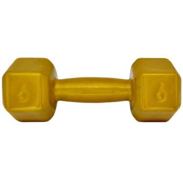 Imagem de Halter Acte 6kg Emborrachado Sextavado Dourado - unidade