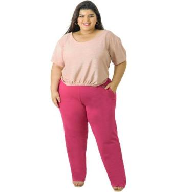 Imagem de Calça Reta Feminina Estilo Social Cintura Média Plus Size - Catwalk, G