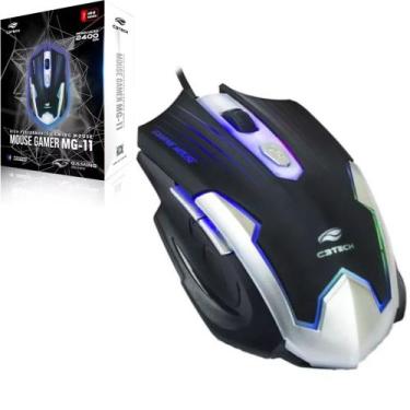 Imagem de Mouse Gamer USB PC RGB Preto C3TECH 2400 DPI Ergonômico