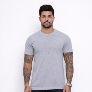 Imagem de Camiseta Cinza Slim Premium Masculina Treino Dia A Dia Trabalho 100% A