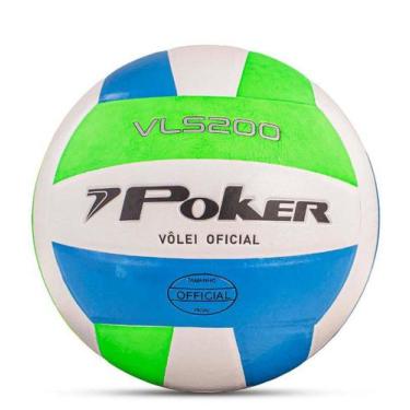 Imagem de Bola de Vôlei Quadra ou Areia Oficial PVC VLS 200 Poker, Azul, Verde, 