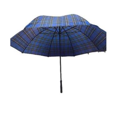 Imagem de Guarda chuva casarão manual xadrez grande portaria, Azul, UNICO