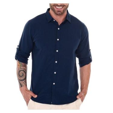 Imagem de Camisa Social Slim Fit Masculina Camisa de Linho Casual Lili - Lilih-L
