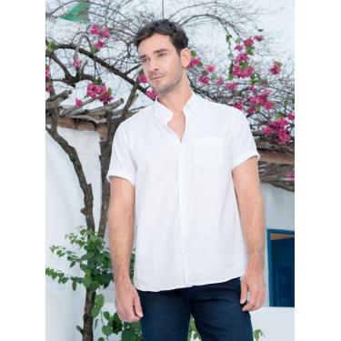 Imagem de Camisa Linho Aleatory Manga Curta Show Branca, Branco, M