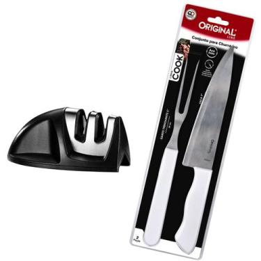 Imagem de Kit Churrasco Com Afiador Rato Inox Louça Utensílios de Cozinha Origin