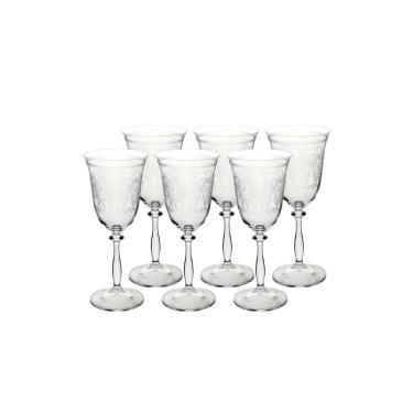Imagem de Conjunto de 6 Taças para Água Angela Decorada em Cristal 350ML para Mesa Posta Bohemia Crystal