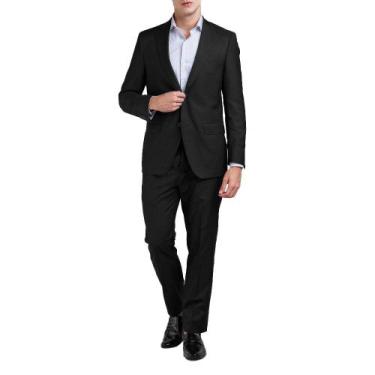Imagem de Terno Social Masculino Highstil Costume Liso Preto - 601513, 54, Preto