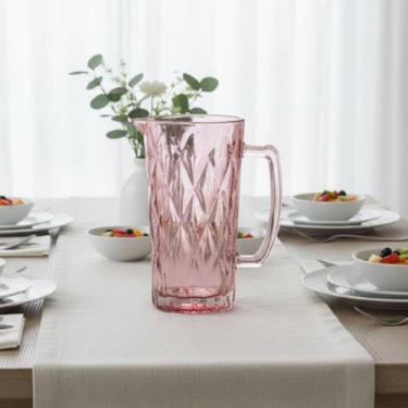 Imagem de Jarra de Vidro Diamond Rosa 1 Litro  Design Sofisticado e Vidro Reforç